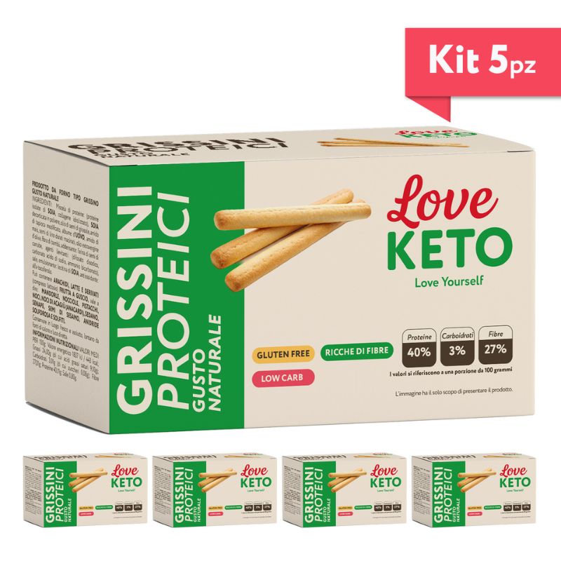 Love Keto Grissini Proteici Gusto Naturale 4 Confezioni Da 30 Grammi