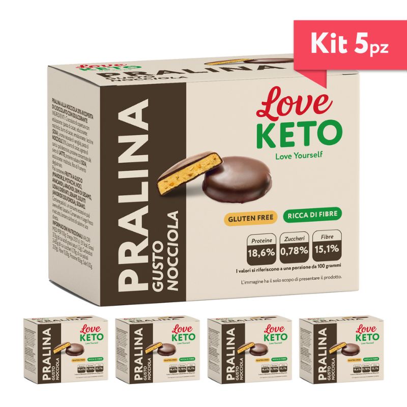 Love Keto Pralina Gusto Nocciola 5 Confezioni Da 9 Grammi