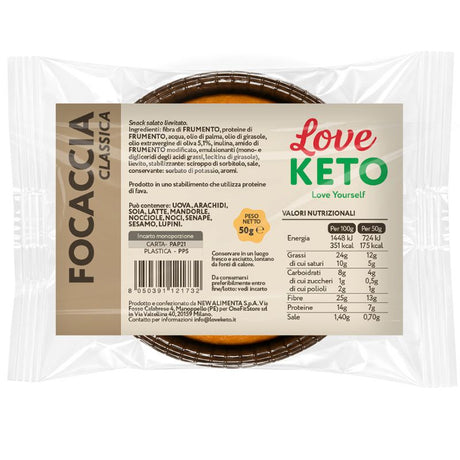 Love Keto Focaccia Proteica Low Carb Classica 50 Grammi