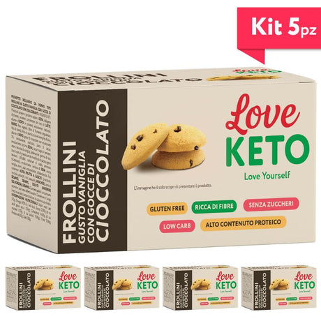 Love Keto Frollini Gusto Vaniglia Con Gocce di Cioccolato 3 Confezioni Da 30 Grammi