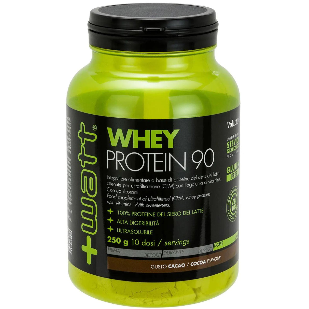 +WATT WHEY 90 250 g PROTEINE DEL SIERO DEL LATTE ISOLATE VOLAC AL 90% + VITAMINE