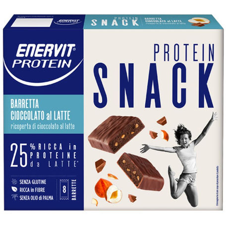 ENERVIT PROTEIN SNACK BOX 8 BARRETTE DA 27 GRAMMI GUSTO CIOCCOLATO AL LATTE