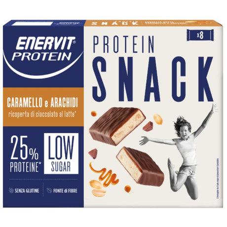 ENERVIT PROTEIN SNACK BOX 8 BARRETTE DA 31 GRAMMI GUSTO CARAMELLO ARACHIDI