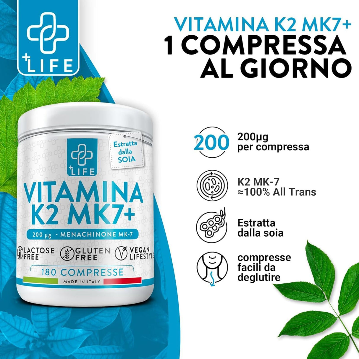 +Life Vitamina K2 MK7+ 180 Compresse