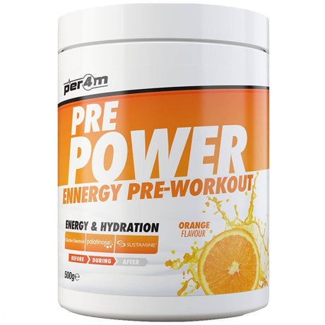 Per4m Pre Power Energy Pre Workout Gusto Arancia Rossa 500 Grammi