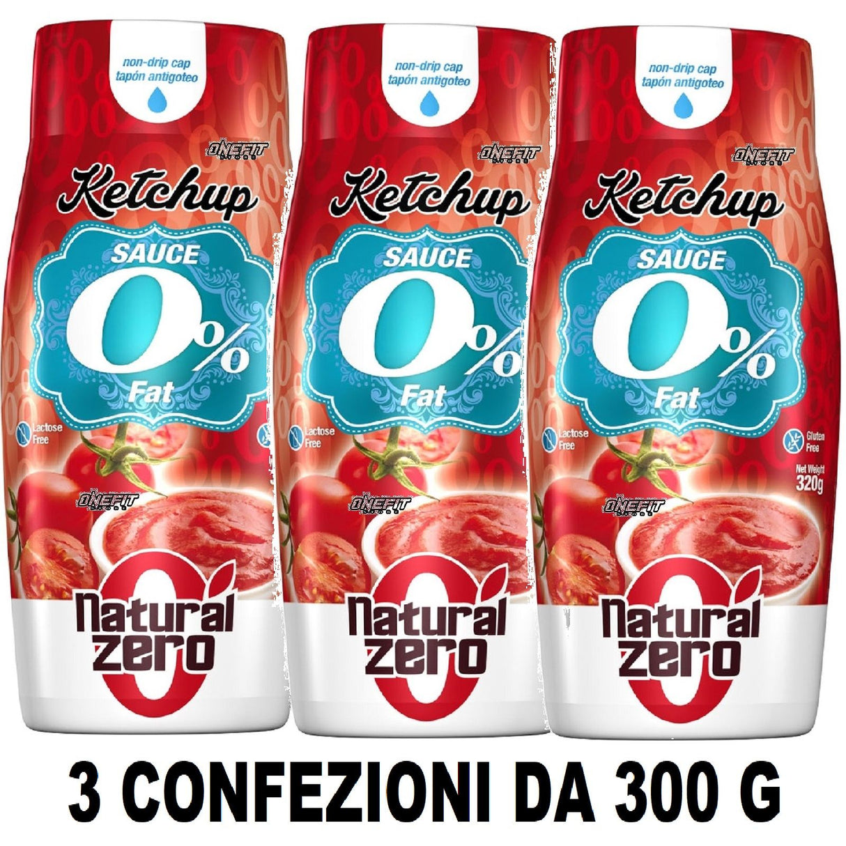 NATURAL ZERO SALSA 0% 3 CONFEZIONI DA 320 GRAMMI GUSTO KETCHUP