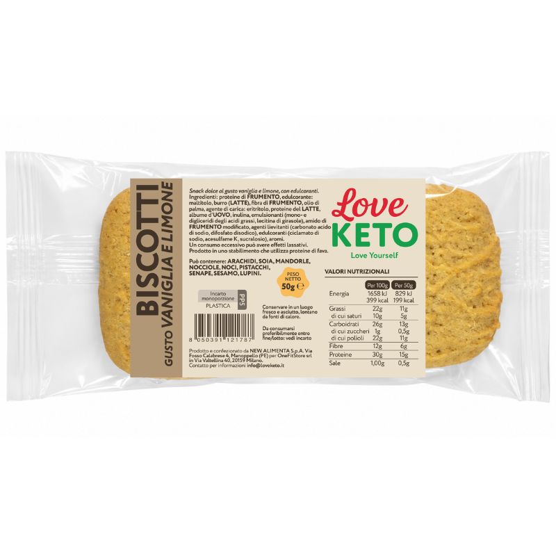 Love Keto Biscotti Proteici Vaniglia e Limone 50 Grammi