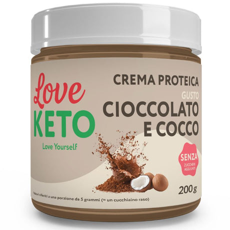Love Keto Crema Proteica Gusto Cioccolato e Cocco 200 Grammi
