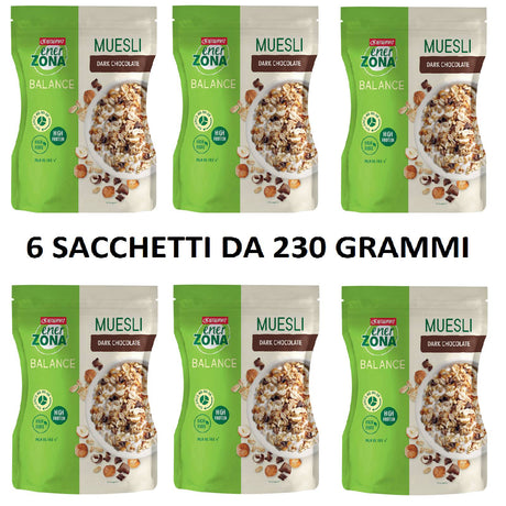 ENERZONA MUESLI DARK CHOCOLATE 40-30-30 6 BUSTE DA 230 GRAMMI